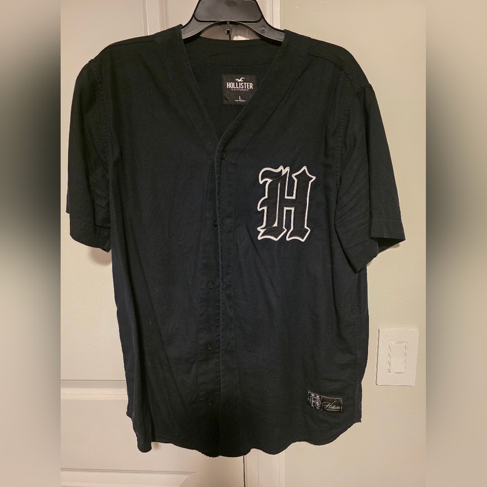Signature Hollister Navy Baseball Style Jersey Shirt